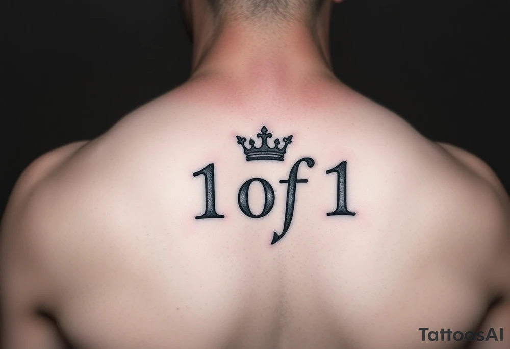 forearm I want it to say 1of1 with a crown above “of” with lightning shadow tattoo idea
