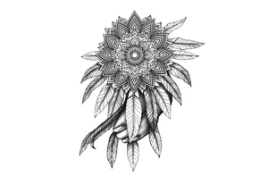 spiritual feathers ornamental mandala shaman tattoo idea
