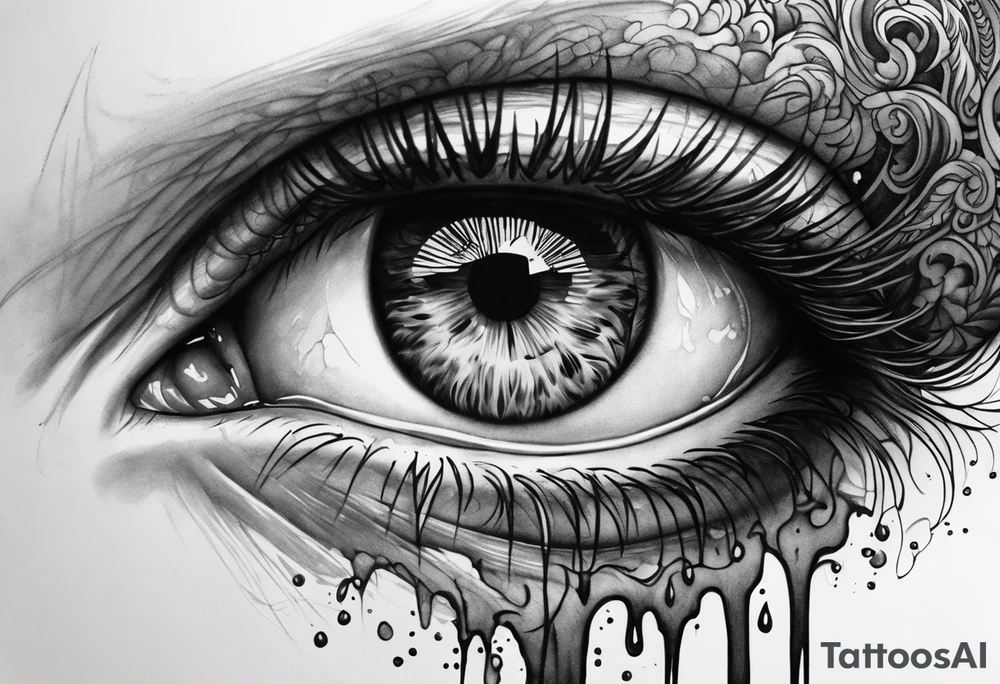 Bleeding eye rolling into head tattoo idea