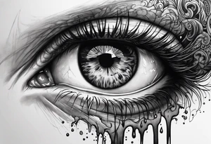 Bleeding eye rolling into head tattoo idea
