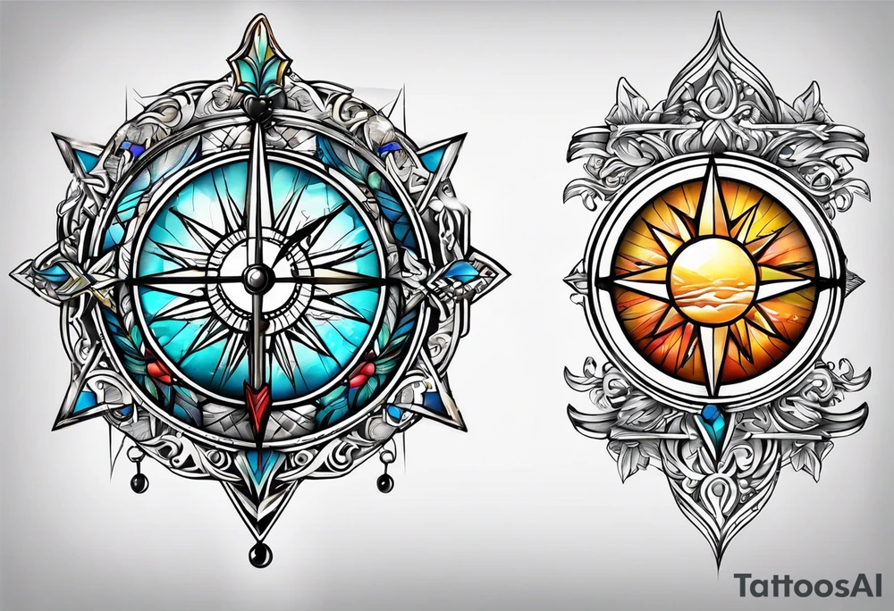 Arrow with sun catcher tattoo idea