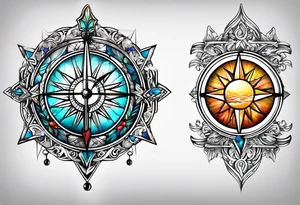 Arrow with sun catcher tattoo idea
