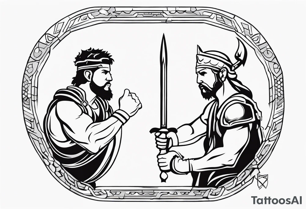 Simple David and Goliath tattoo idea
