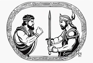 Simple David and Goliath tattoo idea