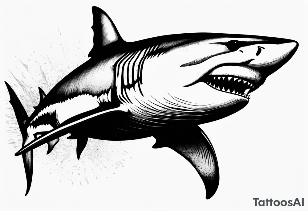Great white shark outline but grunge tattoo idea Great white shark outline but grunge tattoo idea