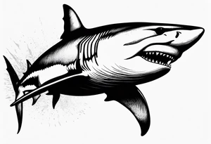 Great white shark outline but grunge tattoo idea