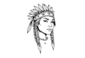 Female Native American wearing headband tattoo idea