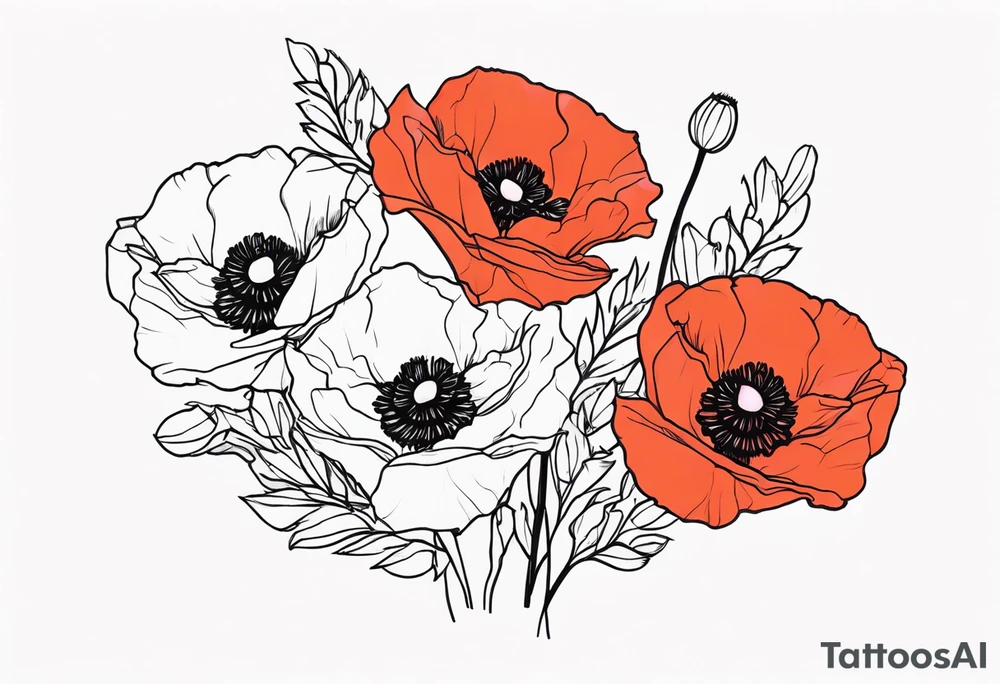Poppy bouquet tattoo idea