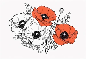 Poppy bouquet tattoo idea
