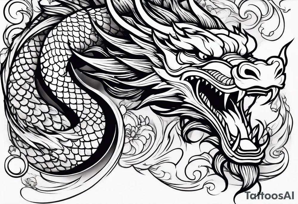 dragon and koi fish tattoo idea