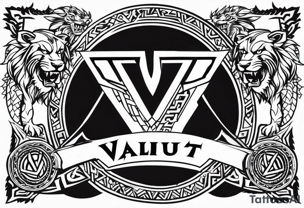 Valhalla sword shield axe Valknut dragon lion tattoo idea Valhalla sword shield axe Valknut dragon lion tattoo idea