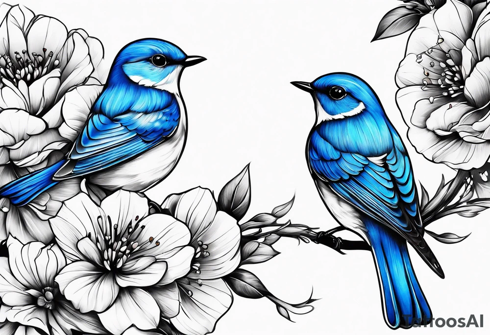 Bluebird flowers tattoo idea