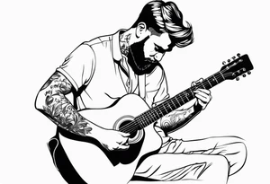 man playing guitar tattoo idea