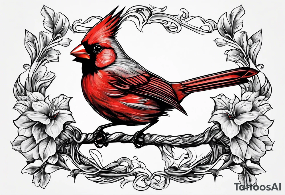 Cardinal bird with cross tattoo idea