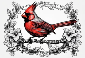 Cardinal bird with cross tattoo idea