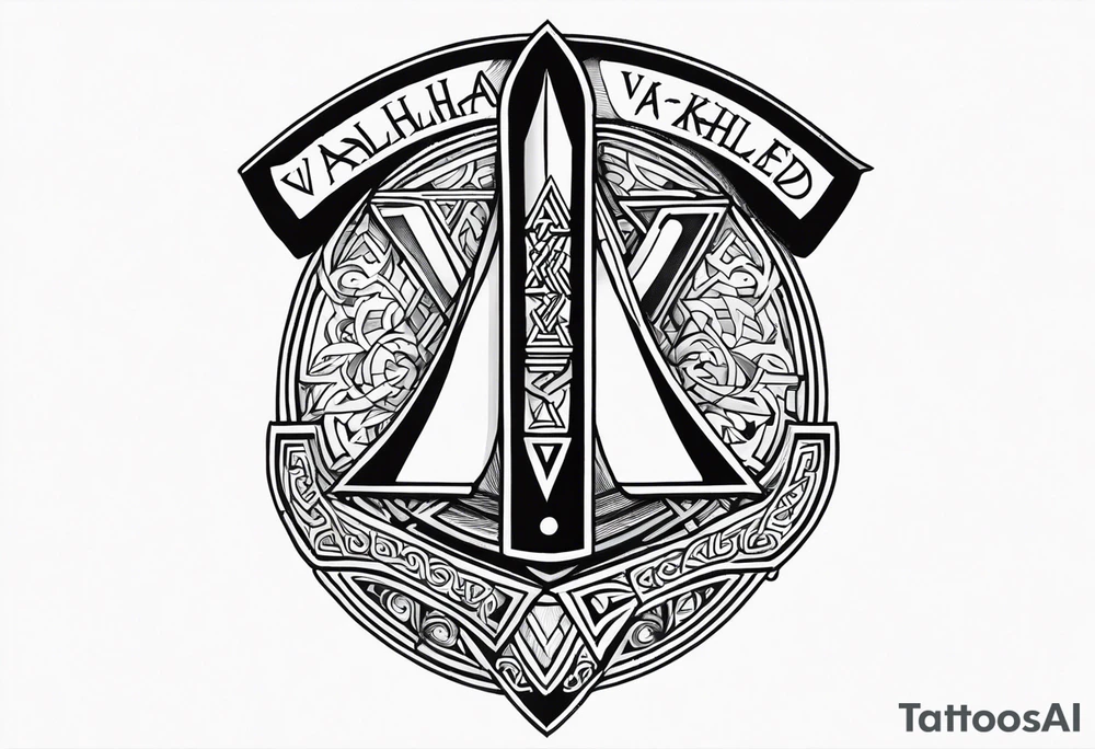 Valhalla shield sword valknut axe tattoo idea