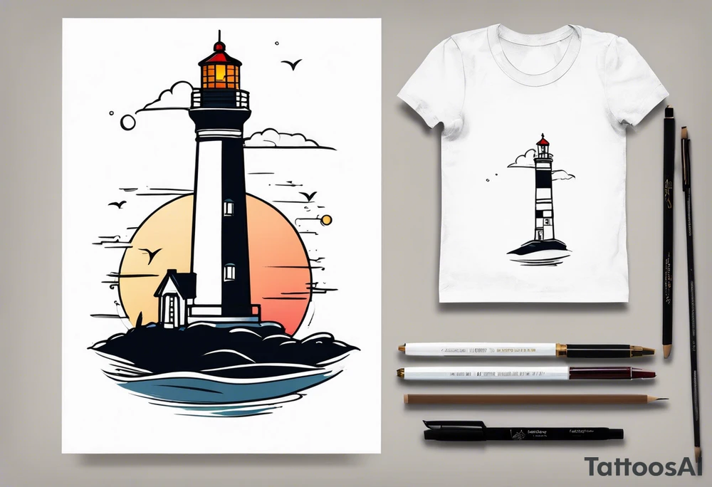 lighthouse evening tattoo idea