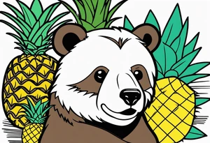 Bear loves pineapples and coconuts tattoo idea