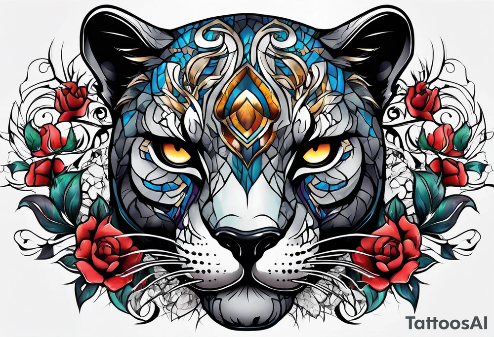 Panther skull cracked tattoo idea