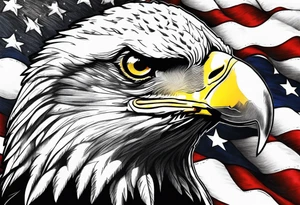 eagle head and American flag tattoo idea