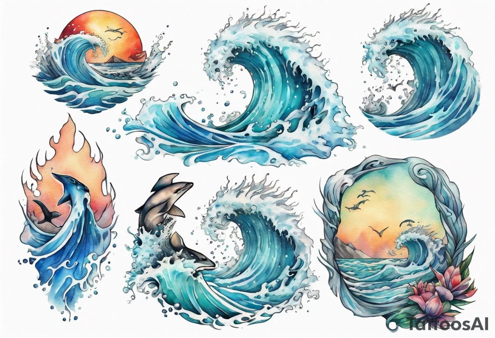 Plavalaguna standing in the sea surrounded by crashing waves tattoo idea