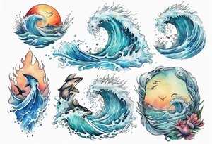 Plavalaguna standing in the sea surrounded by crashing waves tattoo idea