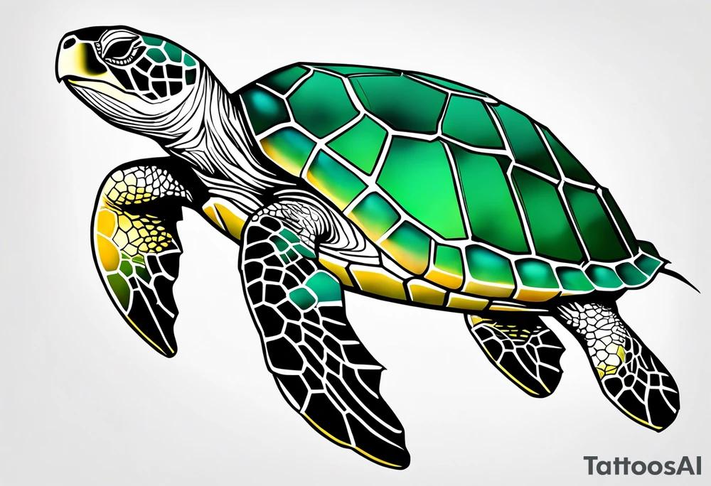 green sea turtle tattoo idea