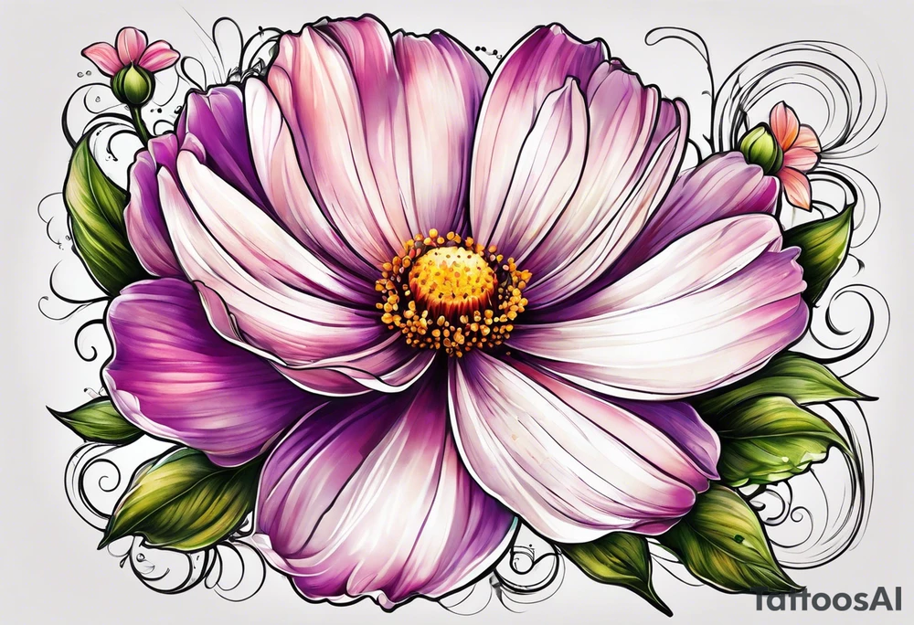 cosmos flower design tattoo idea