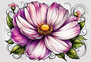 cosmos flower design tattoo idea