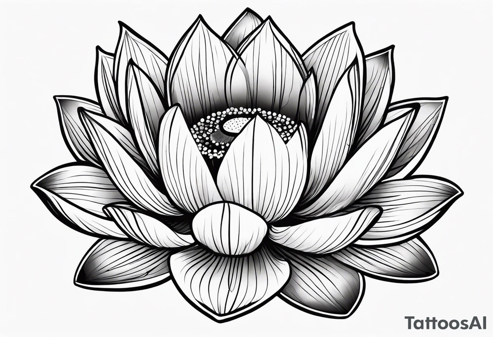lotus flower with thin lines tattoo idea