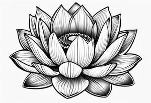 lotus flower with thin lines tattoo idea