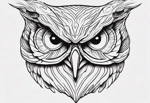 create one-line art of a owl head. the line has to start at the buttom and be finished at the top. Has to be simplistic and be one-line that is connected tattoo idea