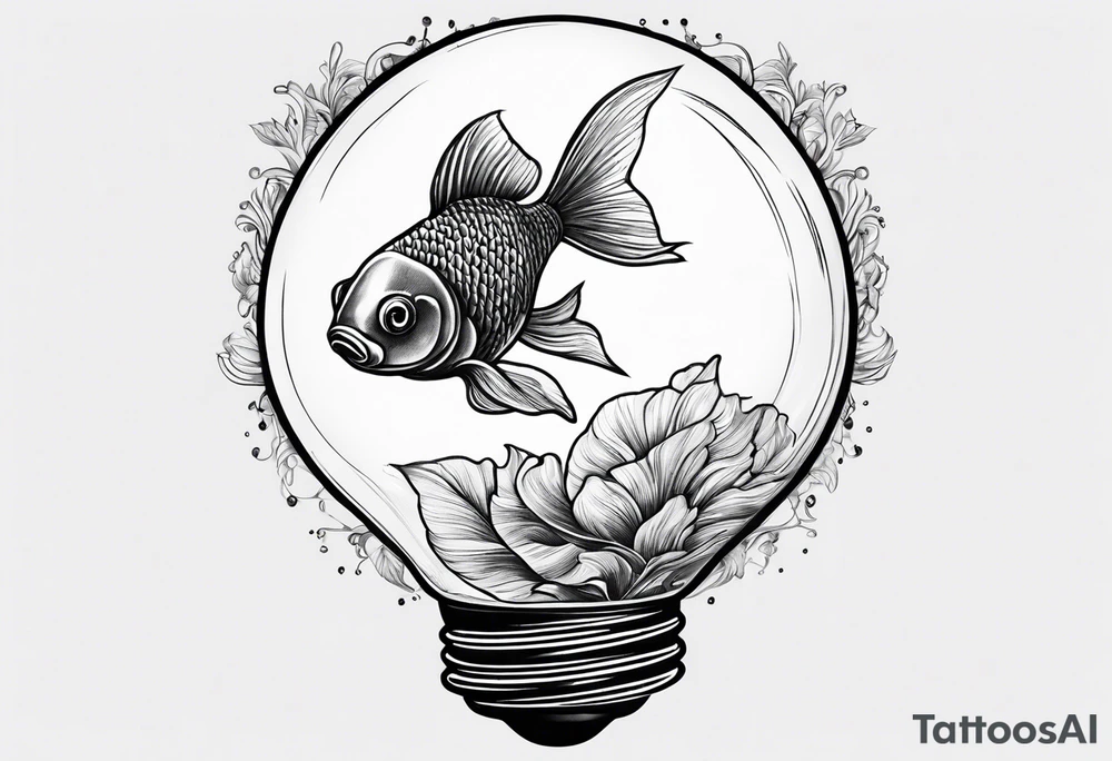 A goldfish inside of a lightbulb tattoo idea