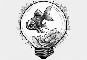 A goldfish inside of a lightbulb tattoo idea