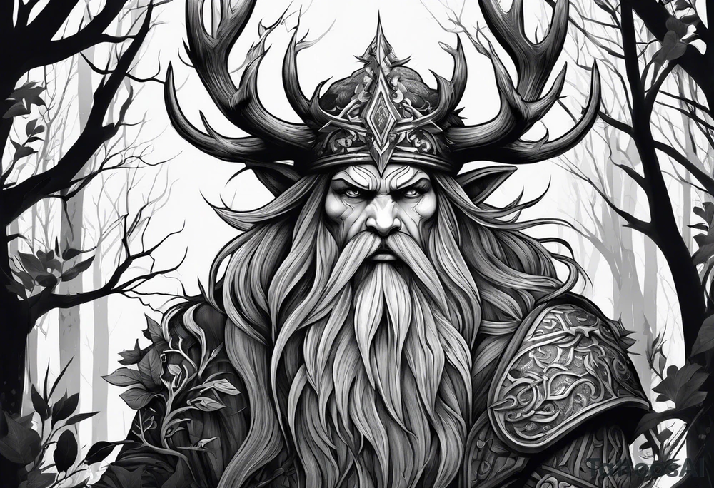 Leshy with Russian design tattoo idea