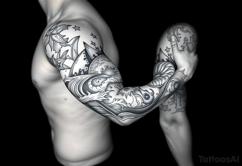sea ​​patterns tattoo idea