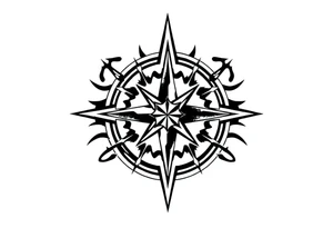 Simple Double layered compass rose tattoo idea