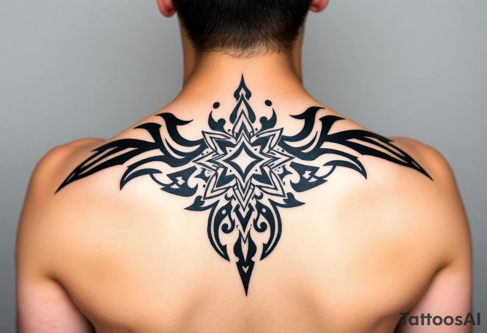 Extra large female back mendela tattoo idea