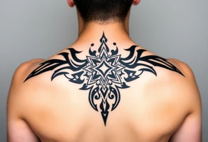 Extra large female back mendela tattoo idea