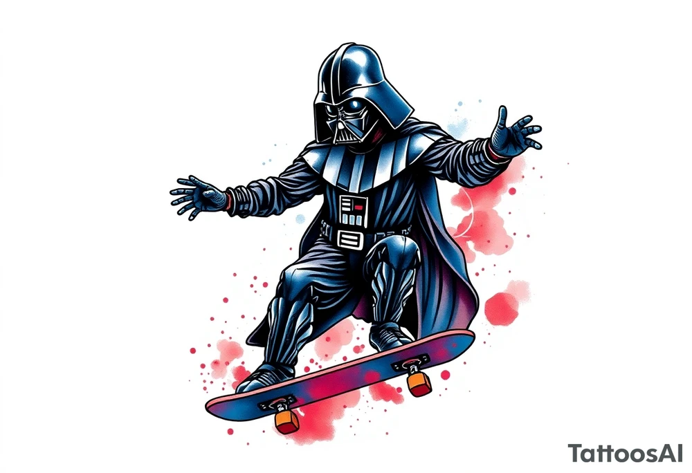 Darth Vader skateboarding >
blue & red tattoo idea