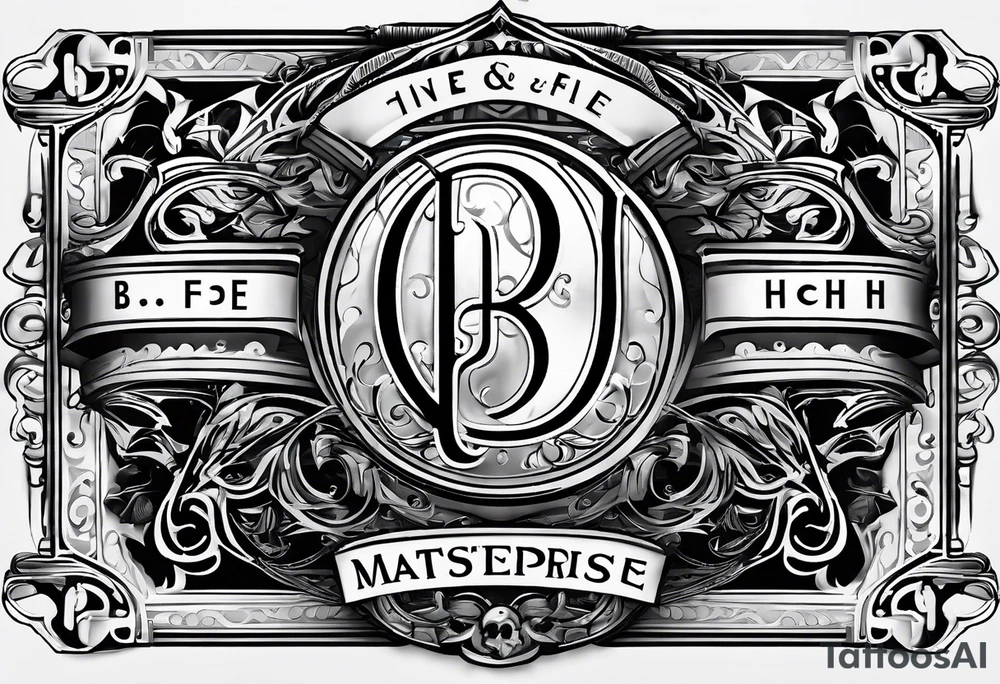 logo with the last name Nichols and the letters B, O, L, H, E, D, J, and R tattoo idea