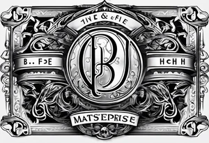 logo with the last name Nichols and the letters B, O, L, H, E, D, J, and R tattoo idea