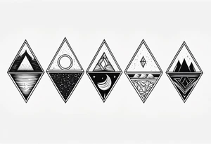 four small triangle portals to fantasy world, forearm tattoo tattoo idea