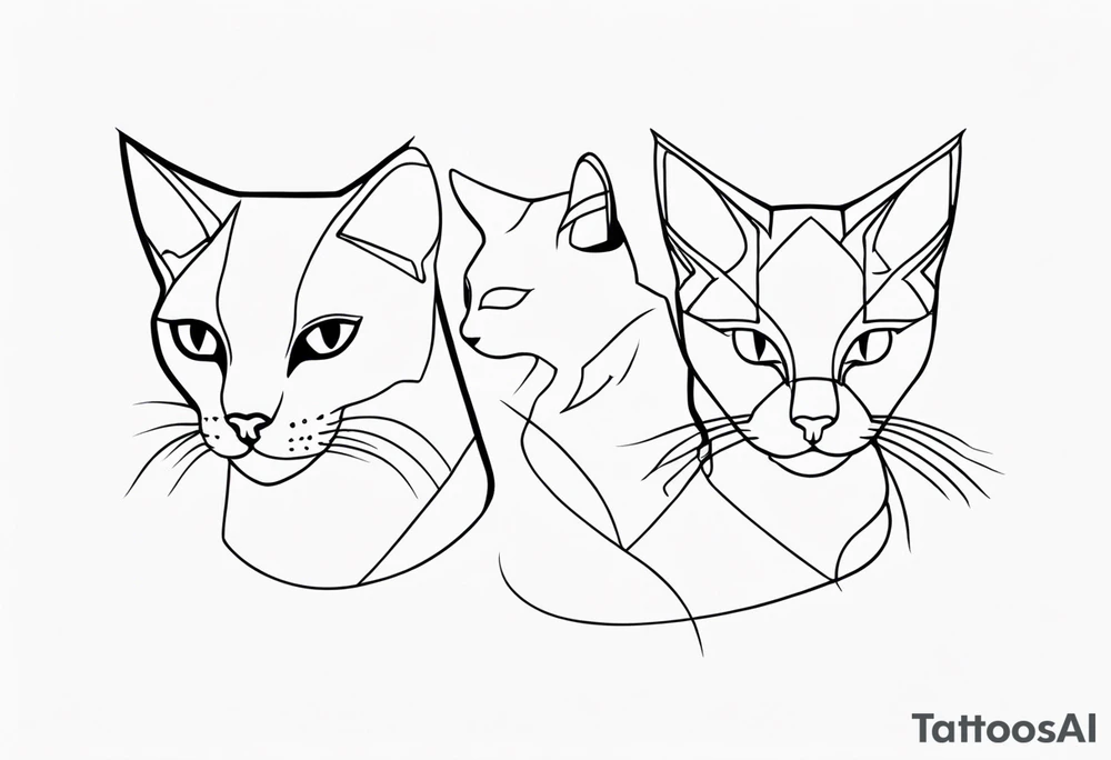 Cats oneline tattoo idea
