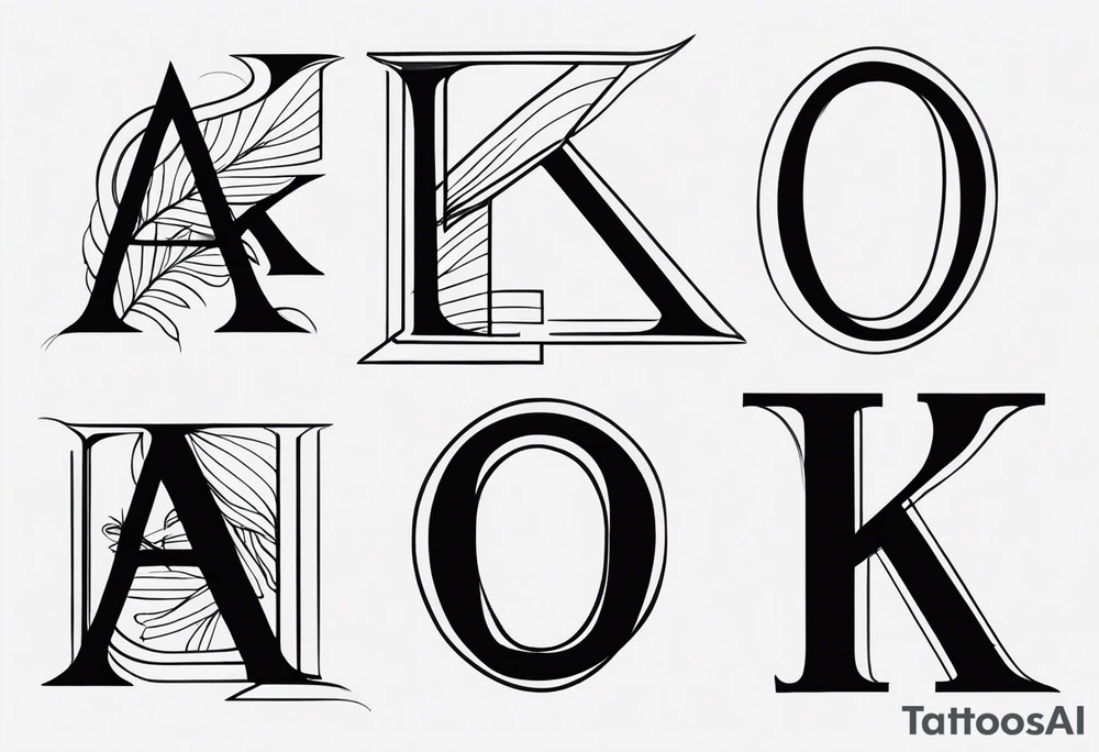 tattoo that includes the letters: A, K, E, O tattoo idea