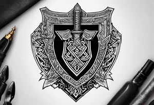 Valhalla valknut shield axe sword tattoo idea