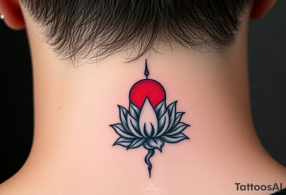 Eternity in red going down with lotus tattoo idea