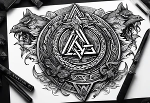 Valhalla valknut sword axe Dragon tattoo idea