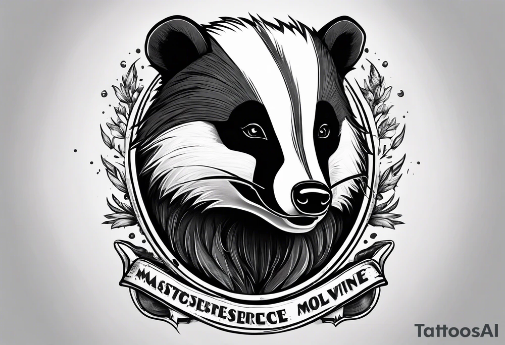aggressive and killer badger/wolverine with cute face and some quotes tattoo idea