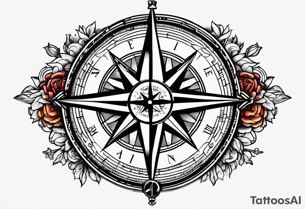 Compass inside the state of Ohio outline tattoo idea